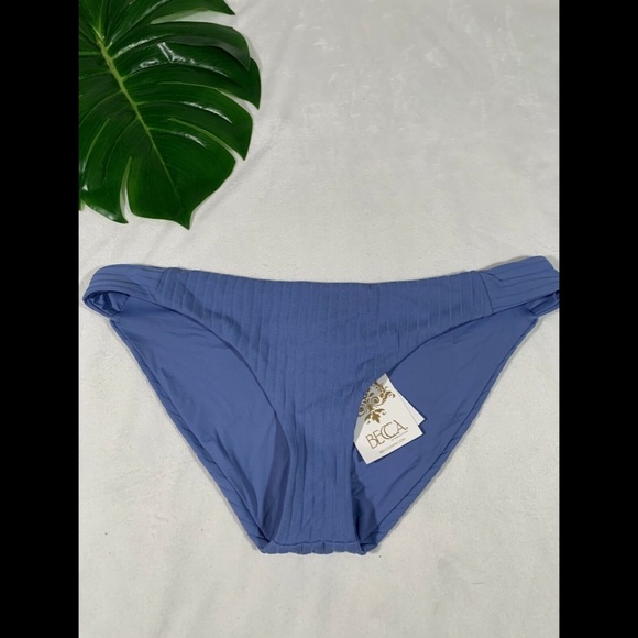 NWT $58 Becca Loreto‎ Ribbed Bikini Bottoms in Mist Blue [SZ XL ] - Picture 4 of 12